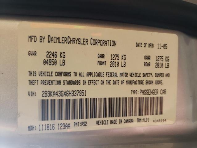 Photo 10 from auction – 2006 DODGE CHARGER SE with VIN 2B3KA43GX6H337951