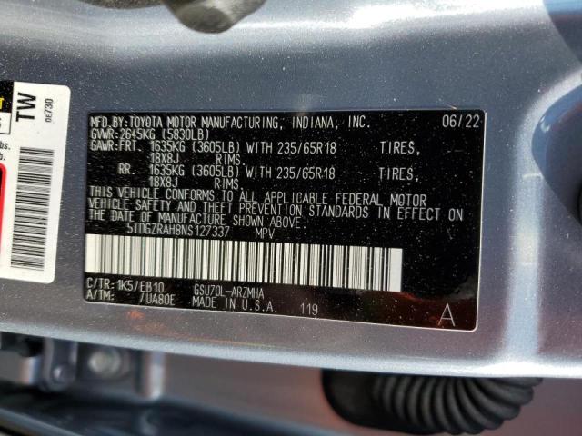 Photo 10 from auction – 2022 TOYOTA HIGHLANDER with VIN 5TDGZRAH8NS127337