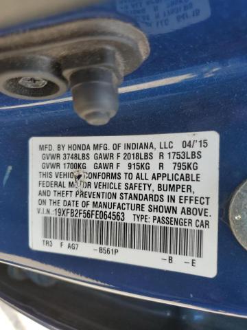 Photo 10 from auction – 2015 HONDA CIVIC LX with VIN 19XFB2F56FE064563