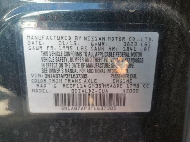Photo 10 from auction – 2015 NISSAN SENTRA S with VIN 3N1AB7AP3FL637305