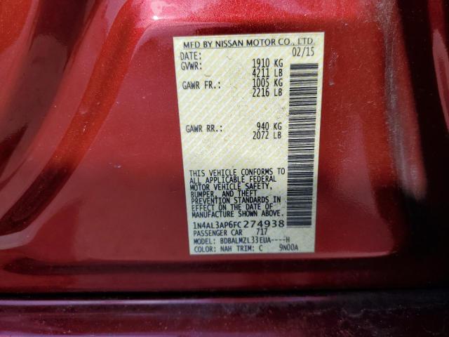 Photo 10 from auction – 2015 NISSAN ALTIMA 2.5 with VIN 1N4AL3AP6FC274938
