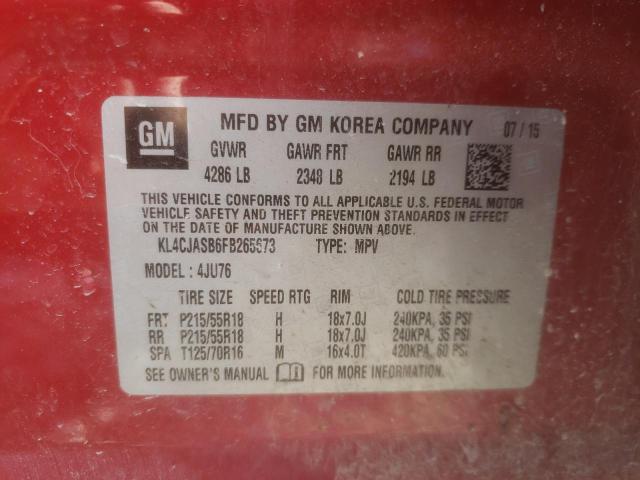 Photo 10 from auction – 2015 BUICK ENCORE with VIN KL4CJASB6FB265673