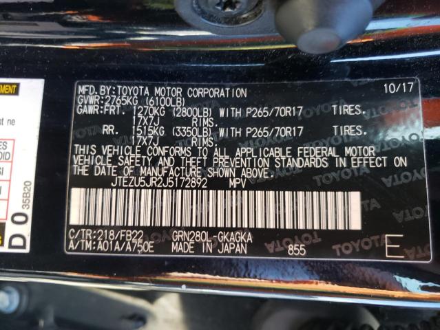 Photo 10 from auction – 2018 TOYOTA 4RUNNER SR with VIN JTEZU5JR2J5172892