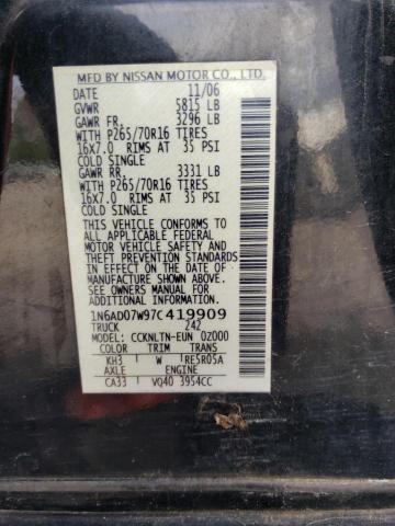 Photo 10 from auction – 2007 NISSAN FRONTIER C with VIN 1N6AD07W97C419909