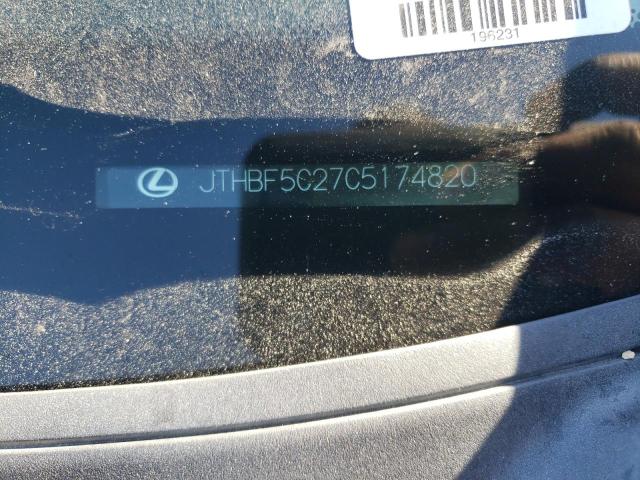 Photo 10 from auction – 2012 LEXUS IS 250 with VIN JTHBF5C27C5174820