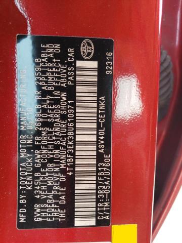 Photo 10 from auction – 2011 TOYOTA CAMRY BASE with VIN 4T1BF3EK3BU610971