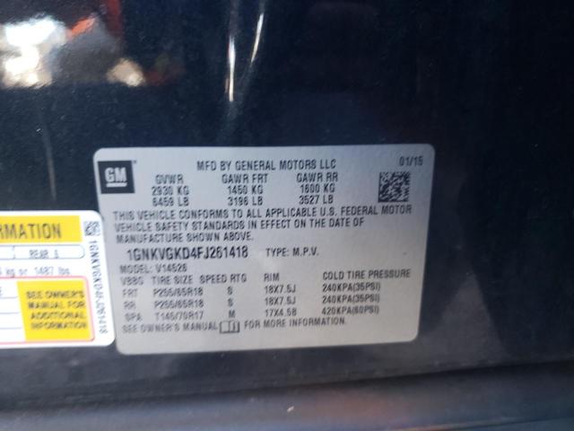 Photo 10 from auction – 2015 CHEVROLET TRAVERSE L with VIN 1GNKVGKD4FJ261418