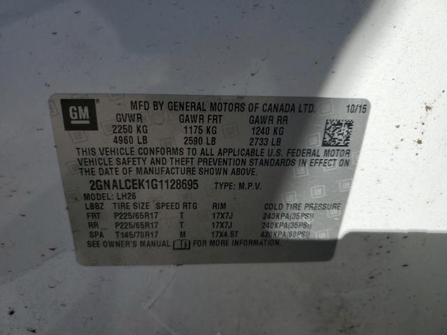 Photo 10 from auction – 2016 CHEVROLET EQUINOX LT with VIN 2GNALCEK1G1128695