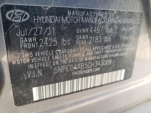 Photo 10 from auction – 2012 HYUNDAI SONATA SE with VIN 5NPEC4AB5CH343009
