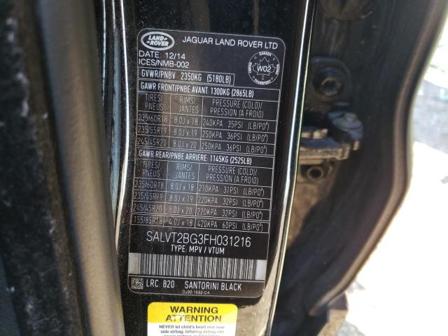 Photo 10 from auction – 2015 LAND ROVER RANGE ROVE with VIN SALVT2BG3FH031216