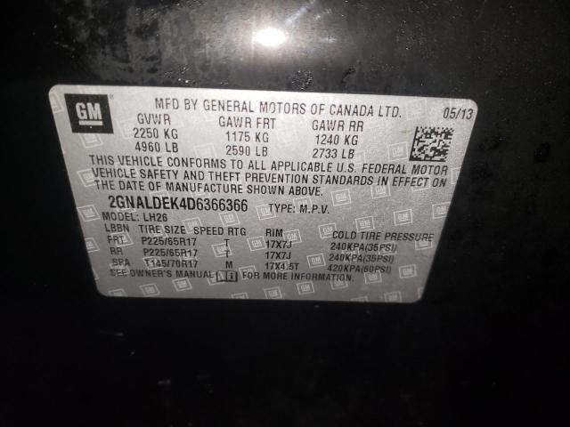 Photo 10 from auction – 2013 CHEVROLET EQUINOX LT with VIN 2GNALDEK4D6366366
