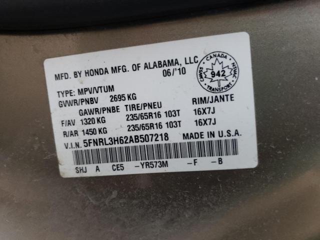 Photo 10 from auction – 2010 HONDA ODYSSEY EX with VIN 5FNRL3H62AB507218