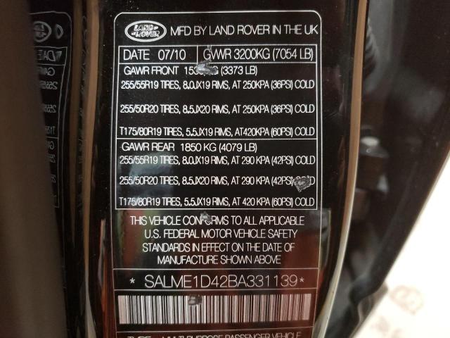 Photo 10 from auction – 2011 LAND ROVER RANGE ROVE with VIN SALME1D42BA331139