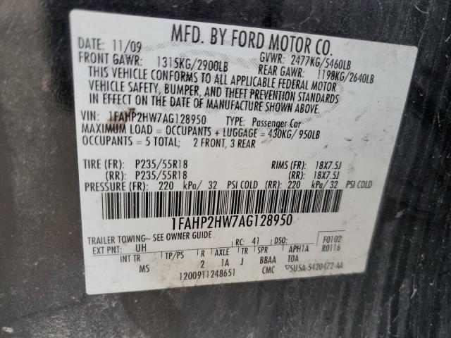 Photo 10 from auction – 2010 FORD TAURUS SEL with VIN 1FAHP2HW7AG128950