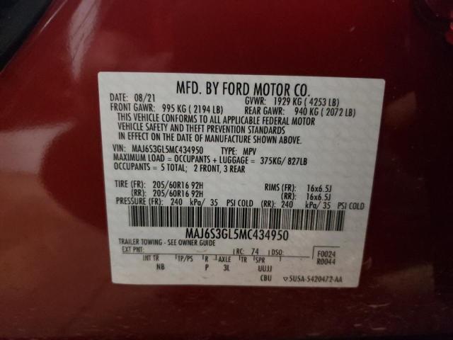 Photo 10 from auction – 2021 FORD ECOSPORT S with VIN MAJ6S3GL5MC434950