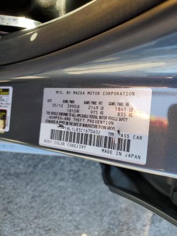 Photo 10 from auction – 2012 MAZDA 3 I with VIN JM1BL1L83C1670602
