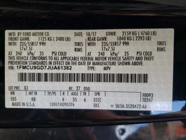 Photo 10 from auction – 2018 FORD ESCAPE SE with VIN 1FMCU9GD7JUA61382