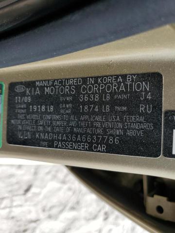 Photo 10 from auction – 2010 KIA RIO LX with VIN KNADH4A36A6637786