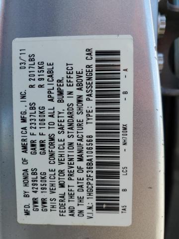 Photo 10 from auction – 2011 HONDA ACCORD LX with VIN 1HGCP2F36BA106568