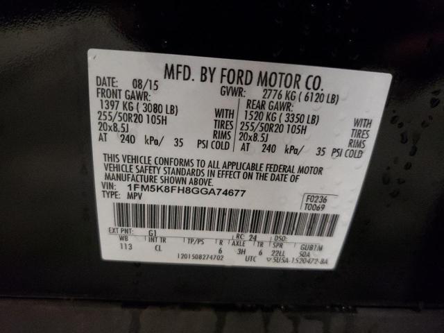 Photo 10 from auction – 2016 FORD EXPLORER L with VIN 1FM5K8FH8GGA74677