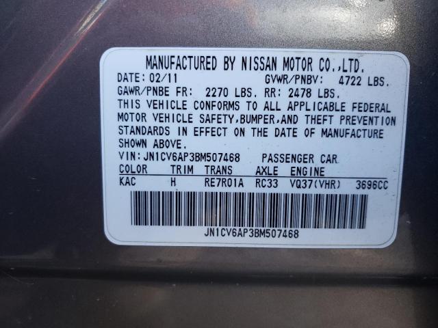 Photo 10 from auction – 2011 INFINITI G37 BASE with VIN JN1CV6AP3BM507468