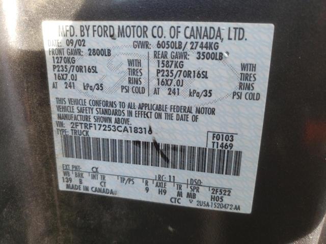 Photo 10 from auction – 2003 FORD F150 with VIN 2FTRF17253CA18316