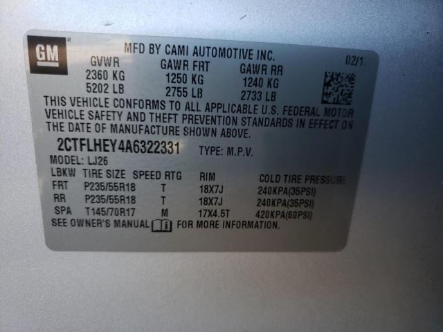 Photo 10 from auction – 2010 GMC TERRAIN SL with VIN 2CTFLHEY4A6322331