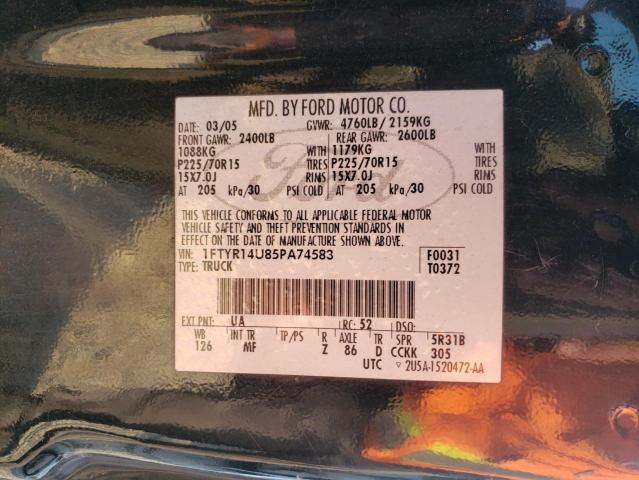 Photo 10 from auction – 2005 FORD RANGER SUP with VIN 1FTYR14U85PA74583