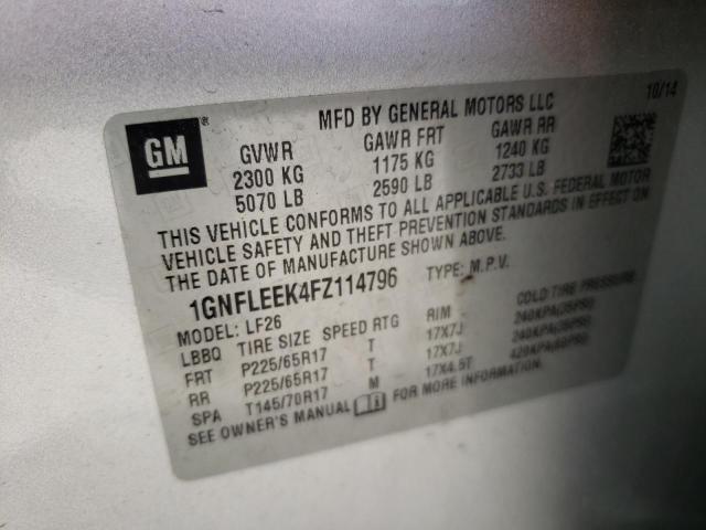 Photo 10 from auction – 2015 CHEVROLET EQUINOX with VIN 1GNFLEEK4FZ114796