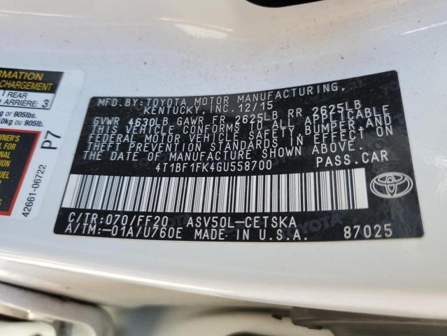 Photo 10 from auction – 2016 TOYOTA CAMRY LE with VIN 4T1BF1FK4GU558700