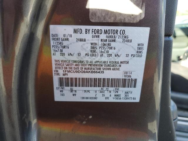 Photo 10 from auction – 2010 FORD ESCAPE XLT with VIN 1FMCU9DG9AKB66435