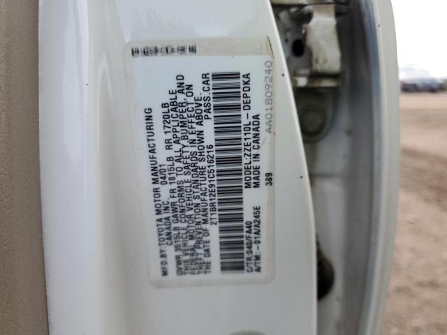 Photo 10 from auction – 2001 TOYOTA COROLLA CE with VIN 2T1BR12E91C516216