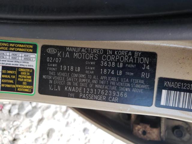Photo 10 from auction – 2007 KIA RIO BASE with VIN KNADE123176239366
