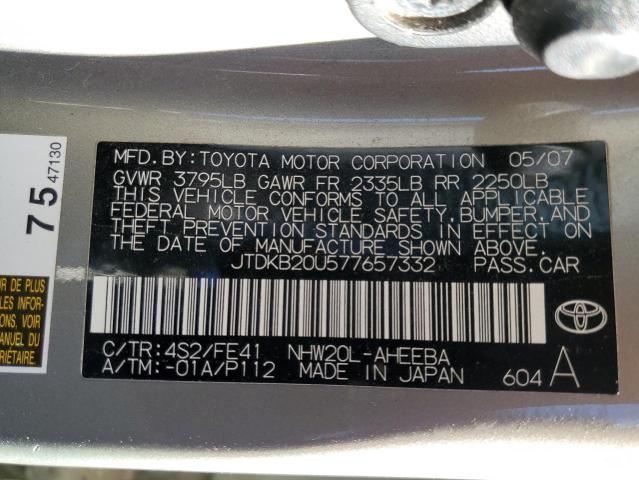 Photo 10 from auction – 2007 TOYOTA PRIUS with VIN JTDKB20U577657332