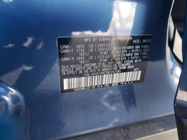 Photo 10 from auction – 2022 SUBARU OUTBACK LI with VIN 4S4BTANC2N3262385