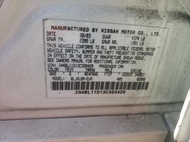 Photo 10 from auction – 2002 NISSAN ALTIMA SE with VIN 1N4BL11D13C350429