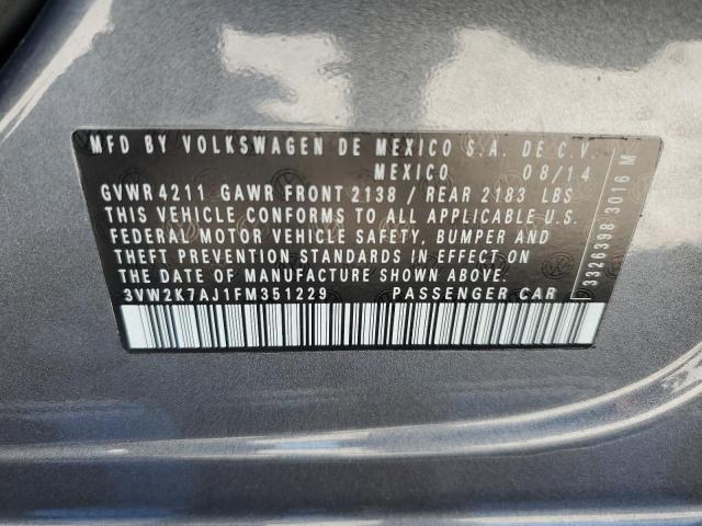 Photo 10 from auction – 2015 VOLKSWAGEN JETTA BASE with VIN 3VW2K7AJ1FM351229