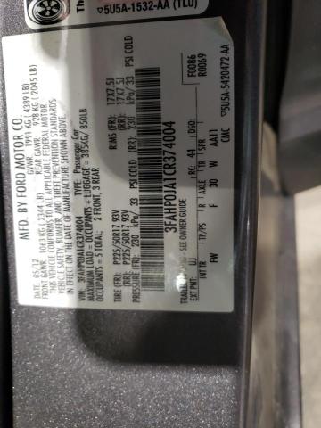 Photo 10 from auction – 2012 FORD FUSION with VIN 3FAHP0JA1CR374004