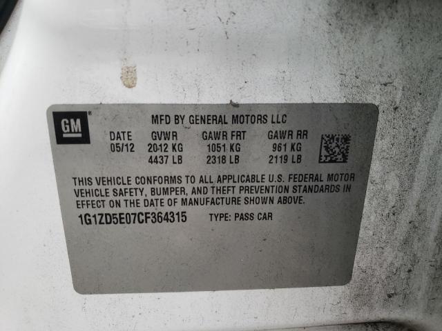 Photo 10 from auction – 2012 CHEVROLET MALIBU 2LT with VIN 1G1ZD5E07CF364315