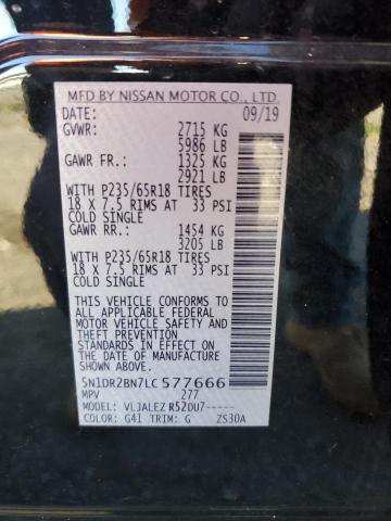 Photo 10 from auction – 2020 NISSAN PATHFINDER with VIN 5N1DR2BN7LC577666