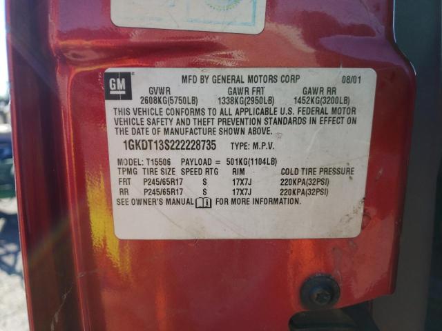 Photo 10 from auction – 2002 GMC ENVOY with VIN 1GKDT13S222228735