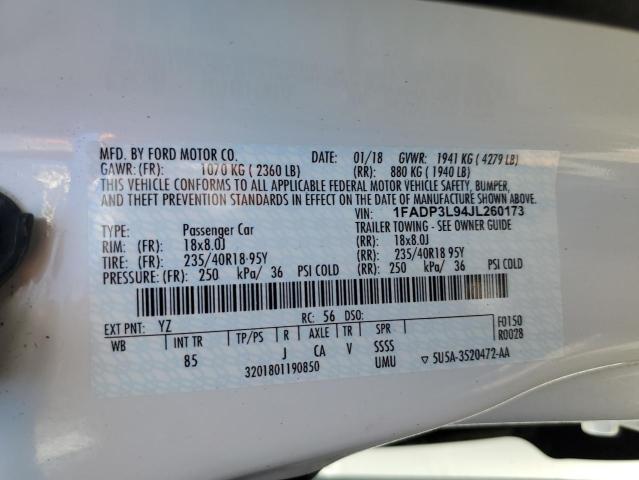 Photo 10 from auction – 2018 FORD FOCUS ST with VIN 1FADP3L94JL260173