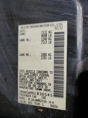 Фото 10 с аукциона – 2012 NISSAN MAXIMA S с VIN 1N4AA5AP0CC830545
