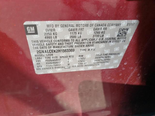 Photo 10 from auction – 2017 CHEVROLET EQUINOX LT with VIN 2GNALCEK2H1563369