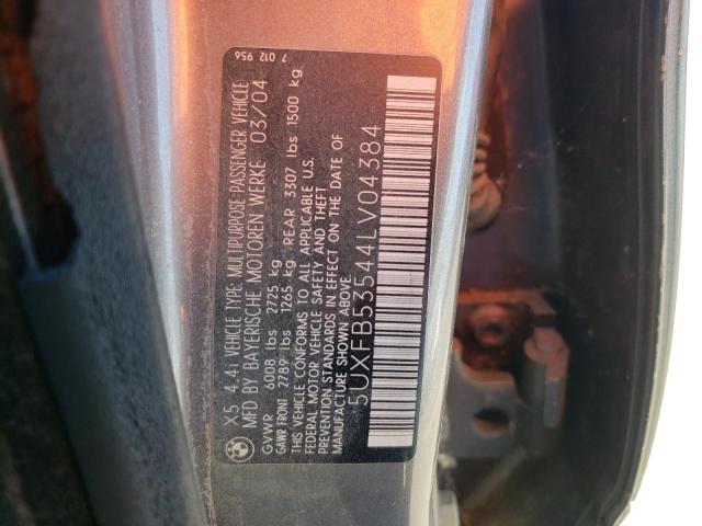 Photo 10 from auction – 2004 BMW X5 4.4I with VIN 5UXFB53544LV04384