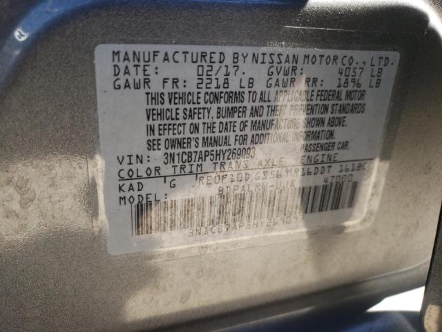 Photo 10 from auction – 2017 NISSAN SENTRA SR with VIN 3N1CB7AP5HY269093