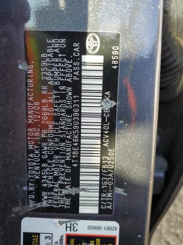Photo 10 from auction – 2009 TOYOTA CAMRY BASE with VIN 4T1BE46K59U396311