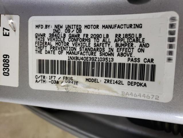 Photo 10 from auction – 2009 TOYOTA COROLLA BA with VIN 1NXBU40E39Z103513
