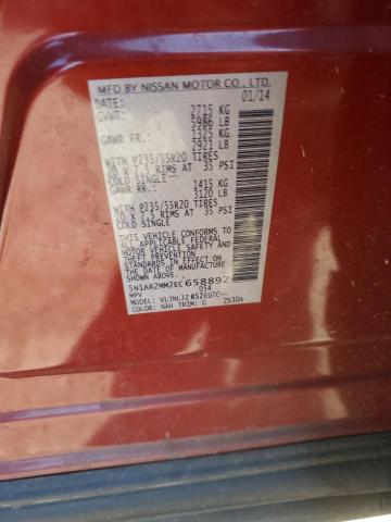 Photo 10 from auction – 2014 NISSAN PATHFINDER with VIN 5N1AR2MM2EC658892