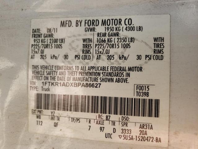 Photo 10 from auction – 2011 FORD RANGER with VIN 1FTKR1ADXBPA86627